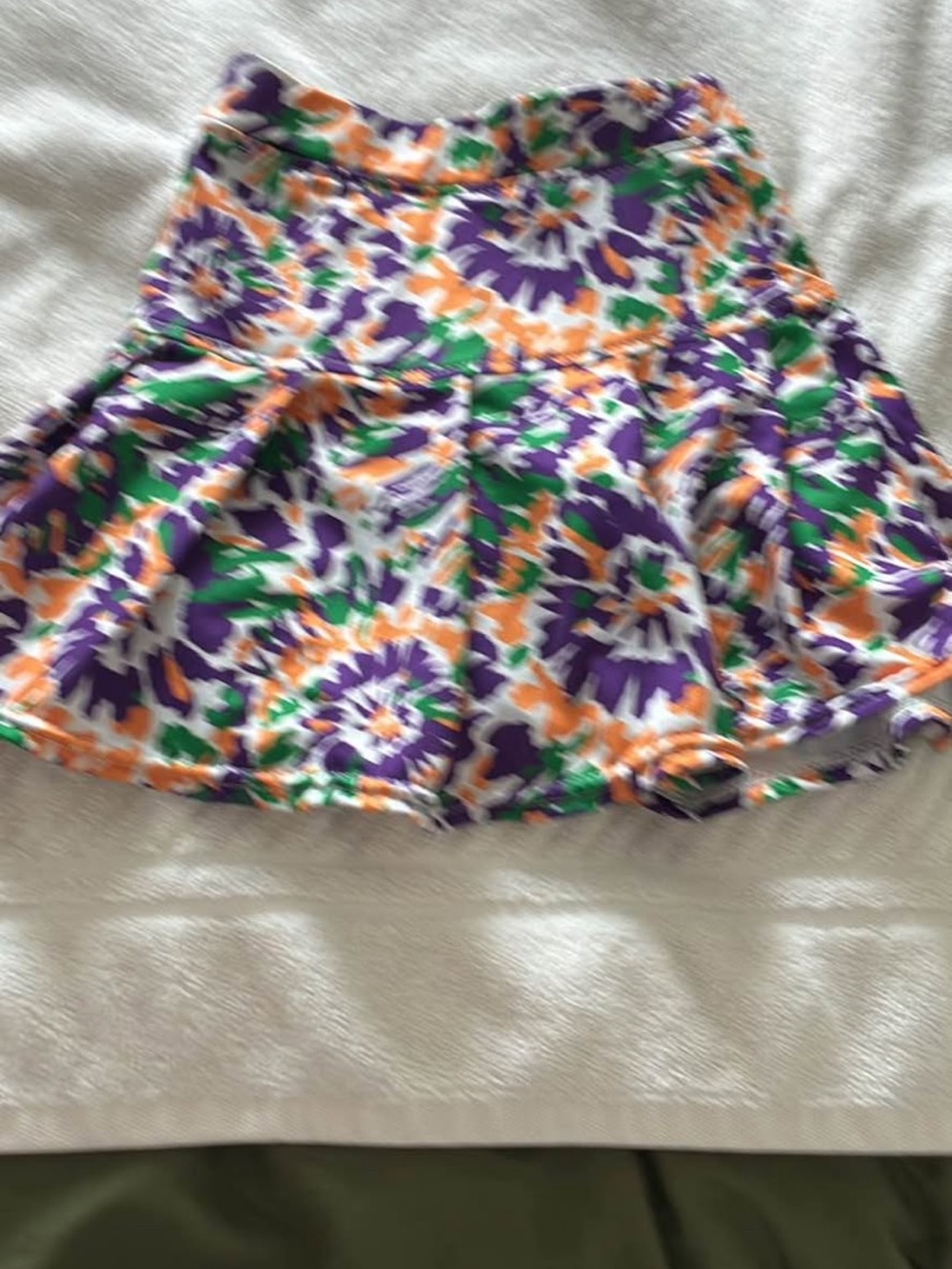 Floral Print Ruffled toddler girls athletic skort - Purple/Green/Orange